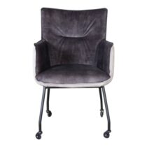 Armstoel Fonzey Lightgrey Darkgrey Stoelen Leder