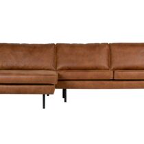 BePureHome Chaise Longue Links Rodeo Cognac Banken Leder