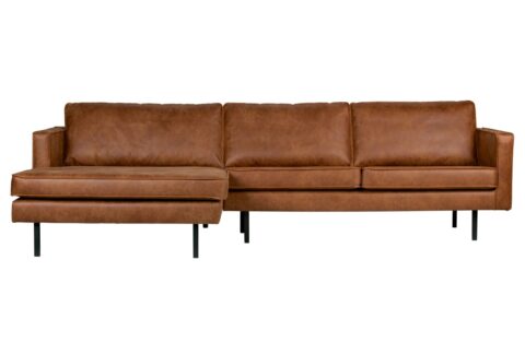 BePureHome Chaise Longue Links Rodeo Cognac Banken Leder