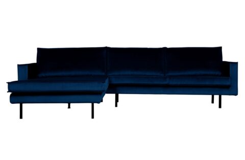 BePureHome Chaise Longue Links Rodeo Velv. D.Blue Banken Stof