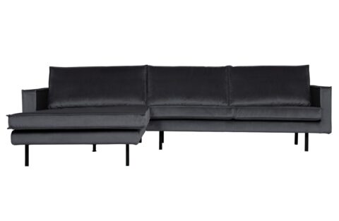 BePureHome Chaise Longue Links Rodeo Velv. D.Grey Banken Stof