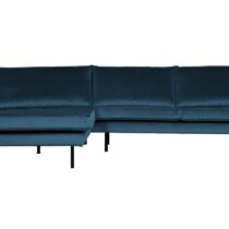 BePureHome Chaise Longue Links Rodeo Velvet Blue Banken Stof