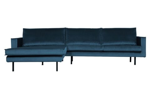 BePureHome Chaise Longue Links Rodeo Velvet Blue Banken Stof