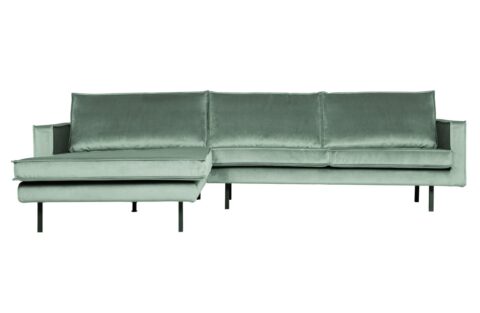 BePureHome Chaise Longue Links Rodeo Velvet Mint Banken Stof