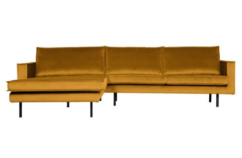 BePureHome Chaise Longue Links Rodeo Velvet Oker Banken Stof