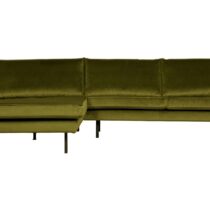 BePureHome Chaise Longue Links Rodeo Velvet Olive Banken Stof