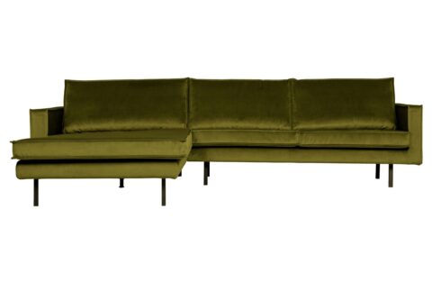 BePureHome Chaise Longue Links Rodeo Velvet Olive Banken Stof