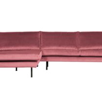 BePureHome Chaise Longue Links Rodeo Velvet Pink Banken Stof