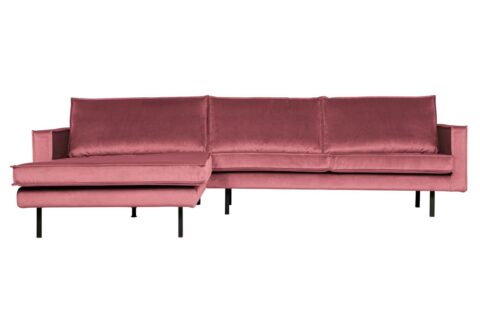 BePureHome Chaise Longue Links Rodeo Velvet Pink Banken Stof