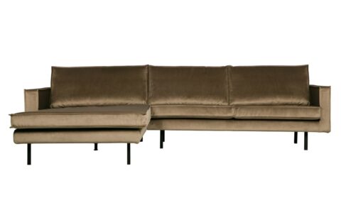 BePureHome Chaise Longue Links Rodeo Velvet Taupe Banken Stof