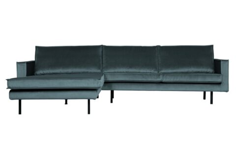 BePureHome Chaise Longue Links Rodeo Velvet Teal Banken Stof