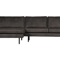 BePureHome Chaise Longue Links Rodeo Zwart Banken Leder