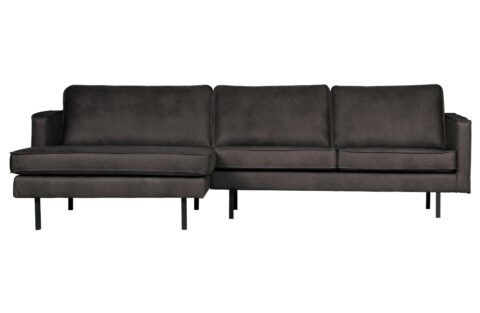 BePureHome Chaise Longue Links Rodeo Zwart Banken Leder