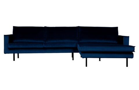 BePureHome Chaise Longue Rechts Rodeo Velv. D.Blue Banken Stof