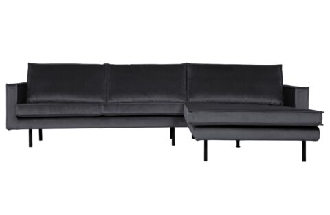 BePureHome Chaise Longue Rechts Rodeo Velv. D.Grey Banken Stof