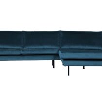 BePureHome Chaise Longue Rechts Rodeo Velvet Blue Banken Stof