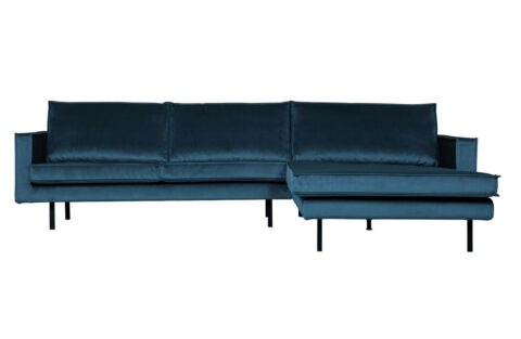 BePureHome Chaise Longue Rechts Rodeo Velvet Blue Banken Stof