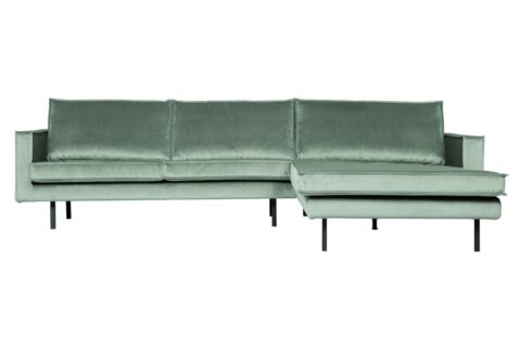 BePureHome Chaise Longue Rechts Rodeo Velvet Mint Banken Stof