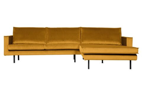 BePureHome Chaise Longue Rechts Rodeo Velvet Oker Banken Stof