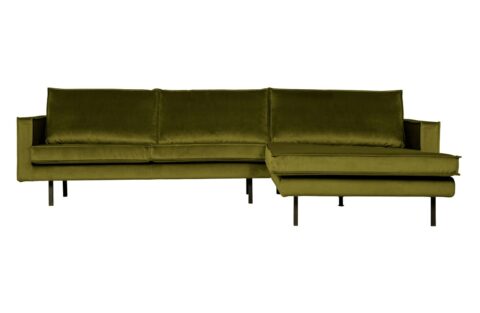 BePureHome Chaise Longue Rechts Rodeo Velvet Olive Banken Stof