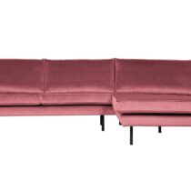 BePureHome Chaise Longue Rechts Rodeo Velvet Pink Banken Stof