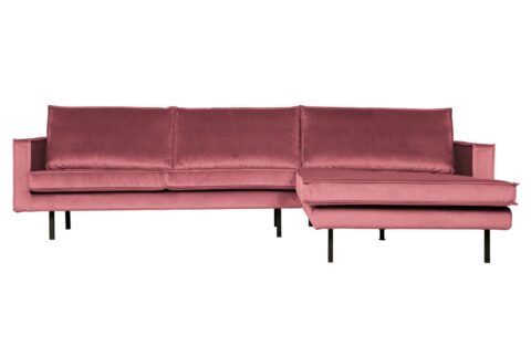 BePureHome Chaise Longue Rechts Rodeo Velvet Pink Banken Stof