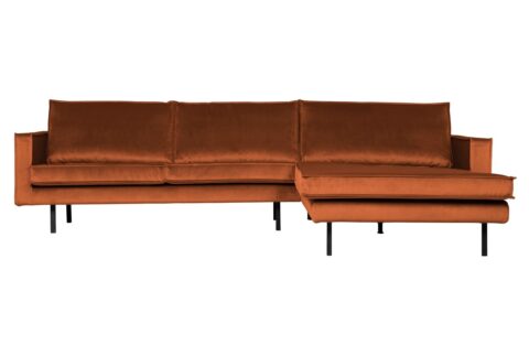 BePureHome Chaise Longue Rechts Rodeo Velvet Roest Banken Stof