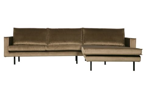 BePureHome Chaise Longue Rechts Rodeo Velvet Taupe Banken Stof