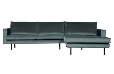 BePureHome Chaise Longue Rechts Rodeo Velvet Teal Banken Stof