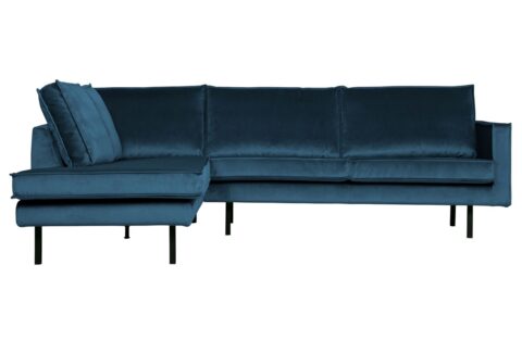 BePureHome Hoekbank Links Rodeo Velvet Blue Banken Stof