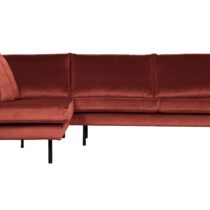 BePureHome Hoekbank Links Rodeo Velvet Chestnut Banken Stof