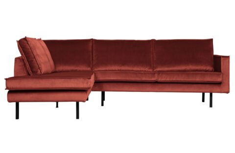 BePureHome Hoekbank Links Rodeo Velvet Chestnut Banken Stof