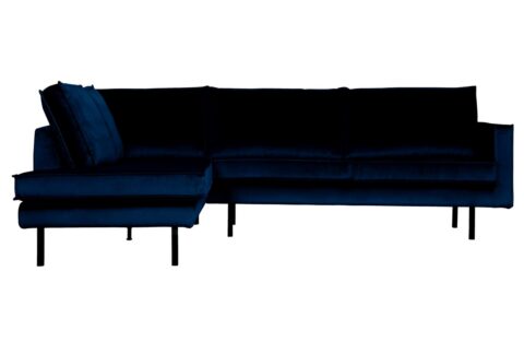 BePureHome Hoekbank Links Rodeo Velvet Dark Blue Banken Stof