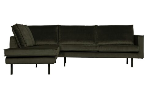 BePureHome Hoekbank Links Rodeo Velvet Dark Green Banken Stof