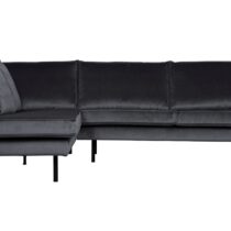 BePureHome Hoekbank Links Rodeo Velvet Dark Grey Banken Stof