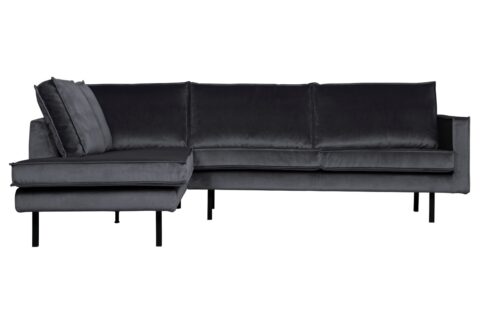 BePureHome Hoekbank Links Rodeo Velvet Dark Grey Banken Stof