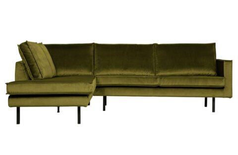 BePureHome Hoekbank Links Rodeo Velvet Olive Banken Stof