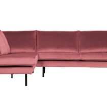 BePureHome Hoekbank Links Rodeo Velvet Pink Banken Stof