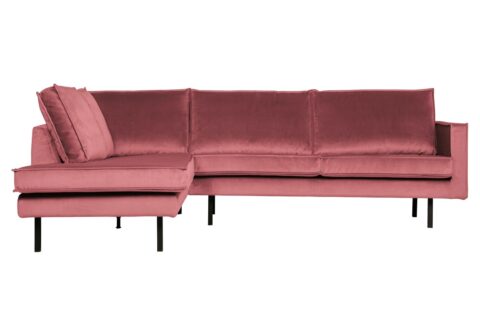 BePureHome Hoekbank Links Rodeo Velvet Pink Banken Stof