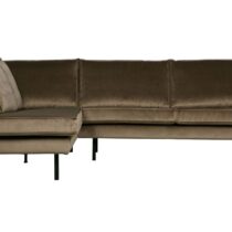 BePureHome Hoekbank Links Rodeo Velvet Taupe Banken Stof