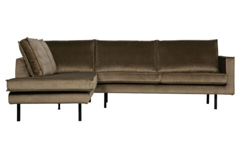 BePureHome Hoekbank Links Rodeo Velvet Taupe Banken Stof