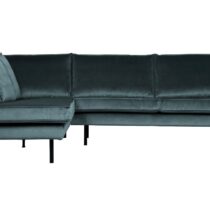 BePureHome Hoekbank Links Rodeo Velvet Teal Banken Stof