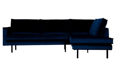 BePureHome Hoekbank Rechts Rodeo Velvet Dark Blue Banken Stof