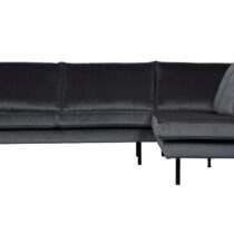 BePureHome Hoekbank Rechts Rodeo Velvet Dark Grey Banken Stof