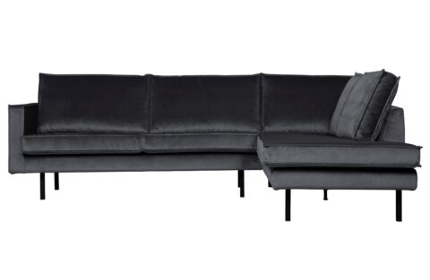 BePureHome Hoekbank Rechts Rodeo Velvet Dark Grey Banken Stof