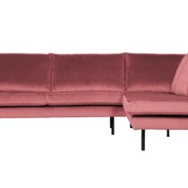 BePureHome Hoekbank Rechts Rodeo Velvet Pink Banken Stof