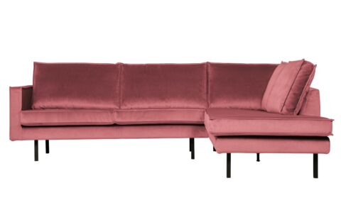 BePureHome Hoekbank Rechts Rodeo Velvet Pink Banken Stof