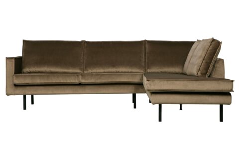 BePureHome Hoekbank Rechts Rodeo Velvet Taupe Banken Stof