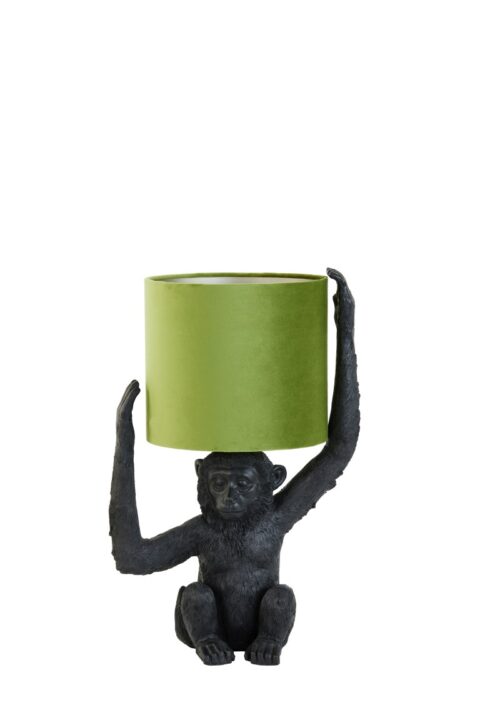 Light & Living Tafellamp Monkey Zwart/Groen 33x24 Verlichting Kunststof