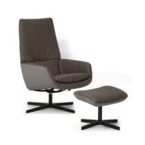 Montel Draaifauteuil+Voetenbank Matrix Laag Steel Fauteuil Leder